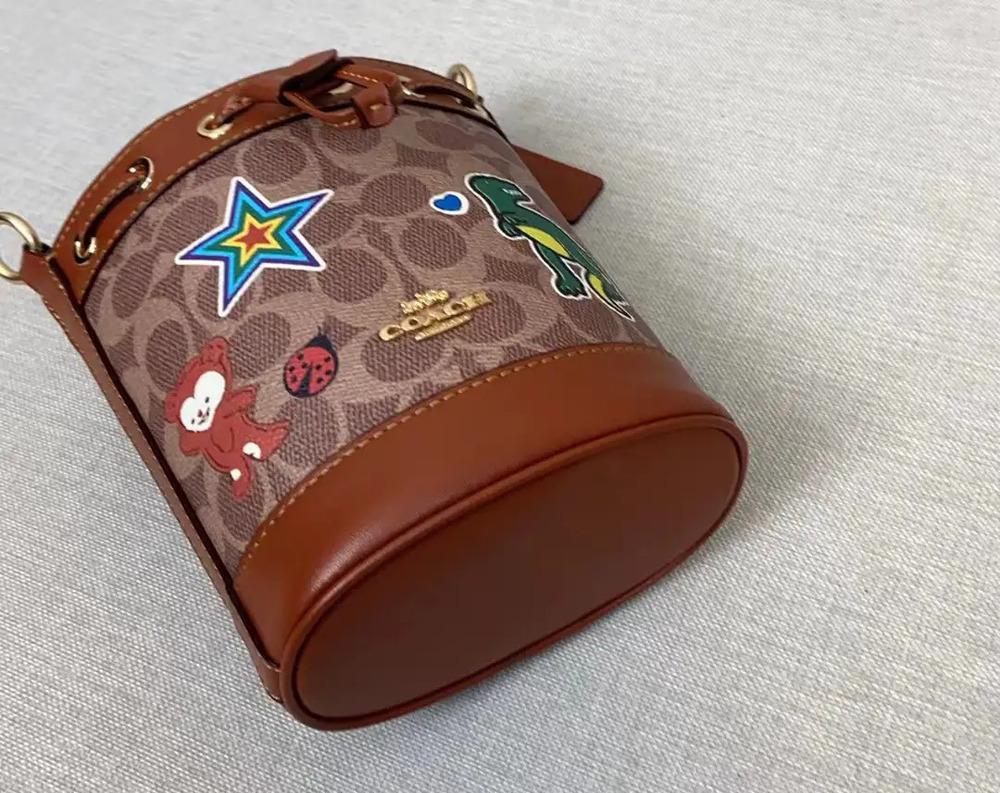 Coach reddish-brown dinosaur bucket bag - Picture 7 of 8